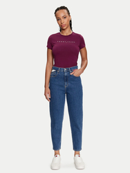 Tommy Jeans dámské vínové tričko  - S (VVK)