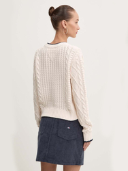 Tommy Jeans dámský krémový svetr - XS (YBH)