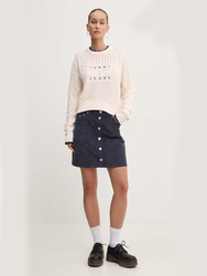 Tommy Jeans dámský krémový svetr - XS (YBH)