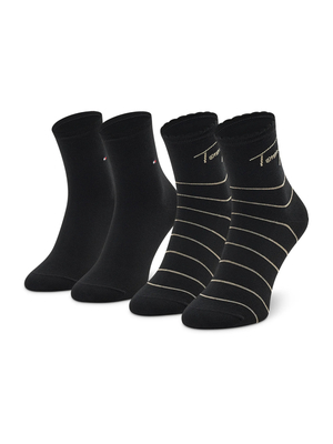 Tommy Hilfiger dámské černé ponožky 2P STRIPE - 35/38 (BLA)