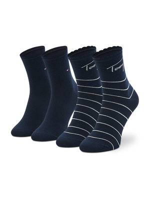 Tommy Hilfiger dámské modré ponožky 2P STRIPE - 35/38 (NAV)