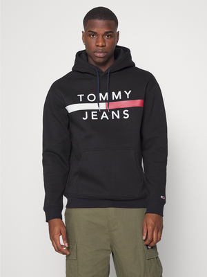 Tommy Jeans pánská černá mikina REFLECTIVE FLAG  - XXL (BDS)