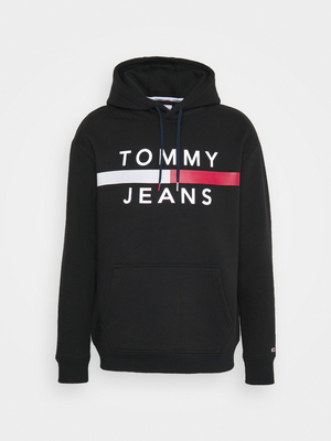 Tommy Jeans pánská černá mikina REFLECTIVE FLAG  - XXL (BDS)