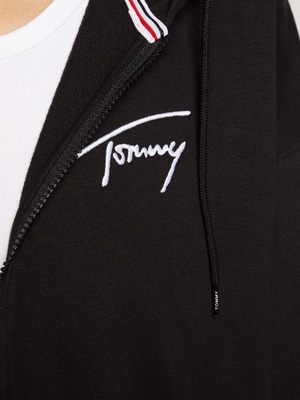Tommy Jeans dámská černá mikina SIGNATURE ZIP THRU - XS (BDS)