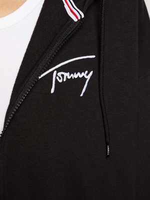 Tommy Jeans dámská černá mikina SIGNATURE ZIP THRU - S (BDS)