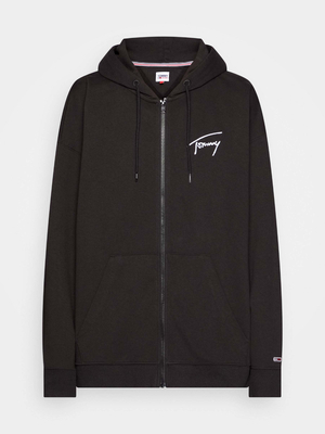 Tommy Jeans dámská černá mikina SIGNATURE ZIP THRU - S (BDS)