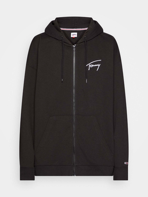 Tommy Jeans dámská černá mikina SIGNATURE ZIP THRU - XS (BDS)