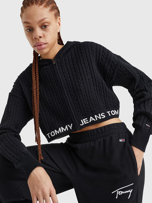 Tommy Jeans dámská černá mikina WAISTBAND  - XS (BDS)