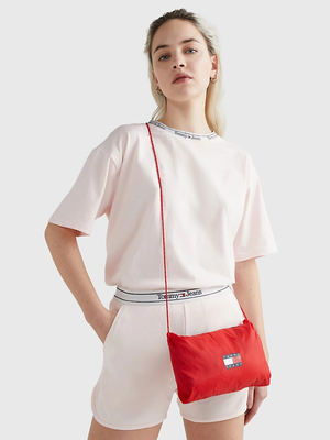 Tommy Jeans dámská červená bunda  - M (XNL)