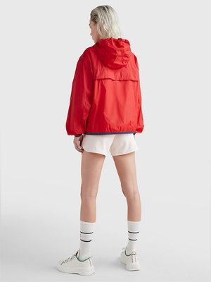 Tommy Jeans dámská červená bunda  - M (XNL)