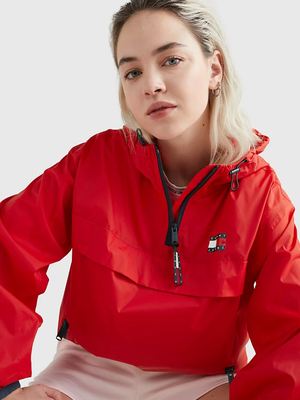 Tommy Jeans dámská červená bunda  - M (XNL)