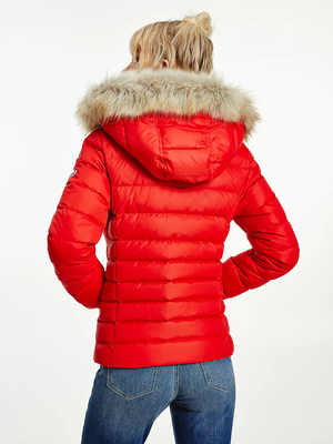 Tommy Jeans dámská červená zimní bunda - S (XNL)