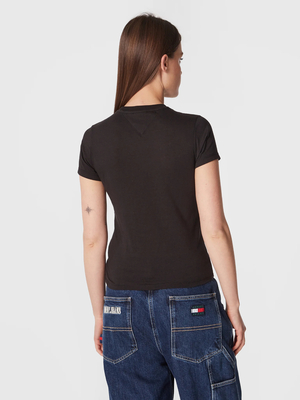 Tommy Jeans dámské černé tričko ESSENTIAL LOGO - XS (BDS)