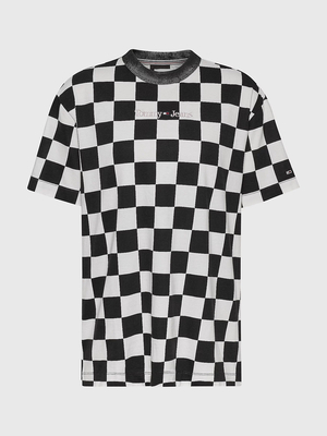 Tommy Jeans dámské černo-bílé triko CHECKER - M (0GK)