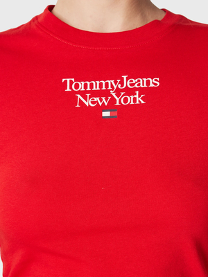 Tommy Jeans dámské červené tričko ESSENTIAL LOGO - L (XNL)