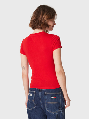 Tommy Jeans dámské červené tričko ESSENTIAL LOGO - L (XNL)