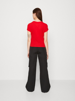 Tommy Jeans dámské červené triko - L (XNL)