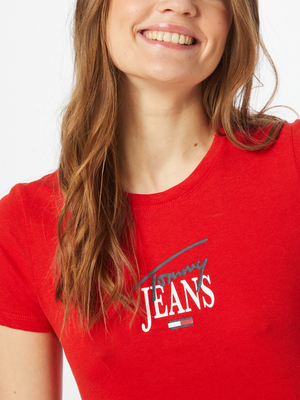 Tommy Jeans dámské červené triko  - S (XNL)