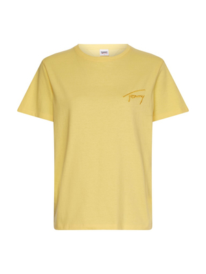 Tommy Jeans dámské žluté triko SIGNATURE  - L (ZGF)