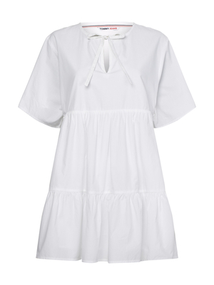 Tommy Jeans dámské bílé šaty TIERED KAFTAN  - S (YBR)