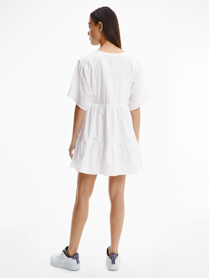 Tommy Jeans dámské bílé šaty TIERED KAFTAN  - S (YBR)