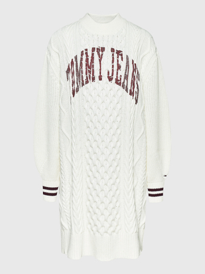Tommy Jeans dámské bílé svetrové šaty  - XS (YBL)