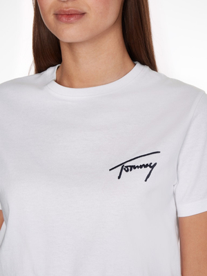 Tommy Jeans dámské bílé triko SIGNATURE  - XS (YBR)