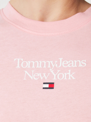 Tommy Jeans dámské růžové tričko ESSENTIAL LOGO - XS (TG0)