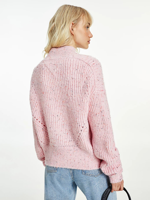 Tommy Jeans dámský světle růžový svetr SOFT NEPS - M (TOJ)