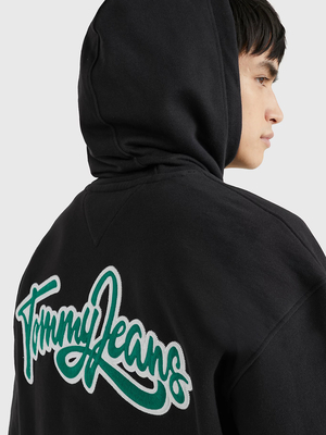 Tommy Jeans pánská černá mikina COLLEGE POP TEXT  - S (BDS)