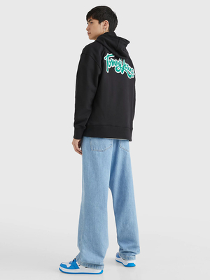Tommy Jeans pánská černá mikina COLLEGE POP TEXT  - S (BDS)