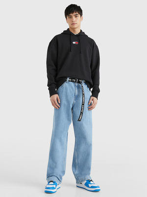 Tommy Jeans pánská černá mikina COLLEGE POP TEXT  - S (BDS)