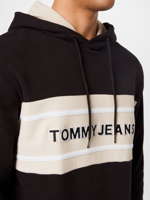 Tommy Jeans pánská černá mikina PIECED BAND LOGO  - S (BDS)