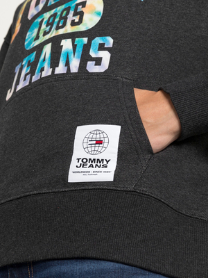 Tommy Jeans pánská šedá mikina COLLEGE TIE DYE  - S (BDS)