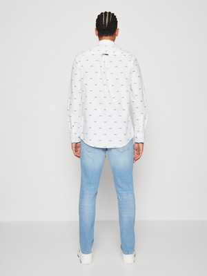 Tommy Jeans pánská bílá košile  - XL (YBR)