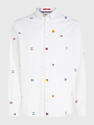 Tommy Jeans pánská bílá košile FLAG CRITTER - L (YBR)