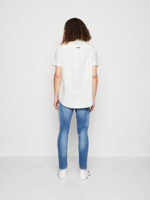 Tommy Jeans pánská bílá košile s krátkým rukávem  - XL (YBH)