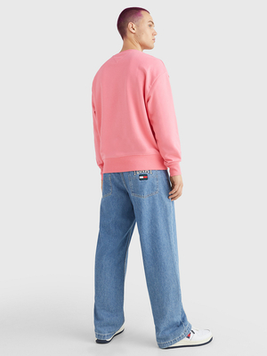 Tommy Jeans pánská růžová mikina SIGNATURE CREW - S (TIF)