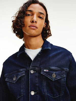 Tommy Jeans pánská tmavě modrá džínová bunda - XXL (1BZ)
