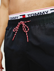 Tommy Jeans pánské černé plavky MEDIUM DRAWSTRING - S (BDS)