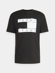 Tommy Jeans pánské černé triko SPRAY FLAG  - L (BDS)