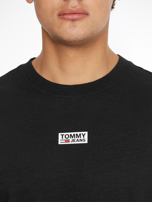 Tommy Jeans pánské černé triko BOX CORP LOGO  - L (BDS)