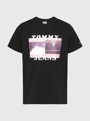 Tommy Jeans pánské černé triko CONCEPT PHOTOPRINT - S (BDS)