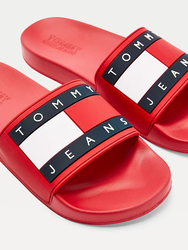 Tommy Jeans pánské červené pantofle Flag - 43 (XNL)