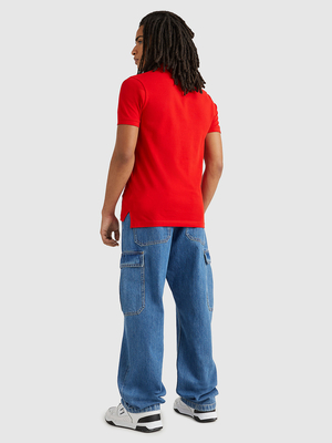 Tommy Jeans pánské červené polo triko - M (XNL)