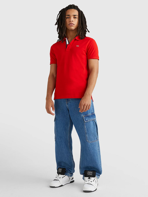 Tommy Jeans pánské červené polo triko - M (XNL)
