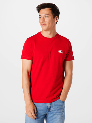 Tommy Jeans pánské červené tričko CHEST LOGO - S (XNL)