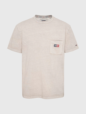 Tommy Jeans pánské béžové triko - M (RAZ)
