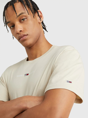 Tommy Jeans pánské béžové triko - S (ACM)