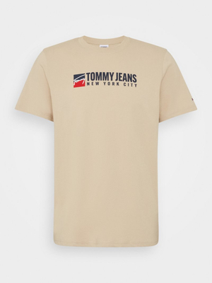 Tommy Jeans pánské béžové triko ENTRY ATHLETICS  - S (ACM)